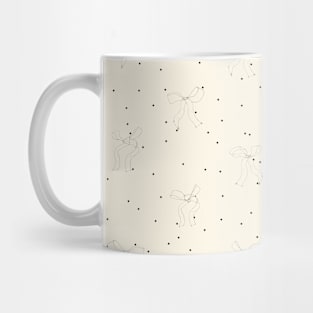 Coquette cream bows on a cream and black polka dot background pattern Mug